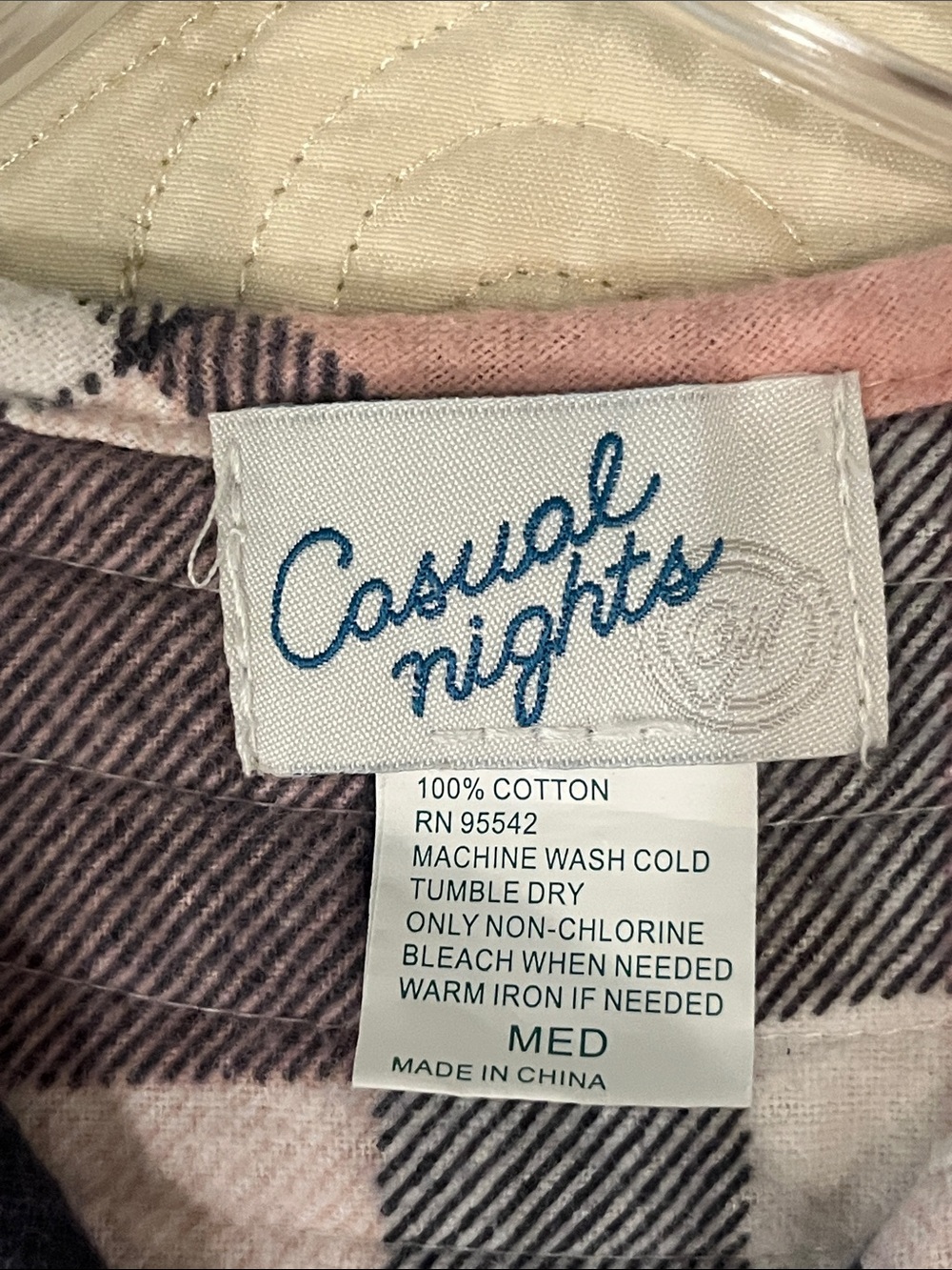 Women's 100% Cotton Flannel Nightgown in Pink & Gray - Picture 2 of 11